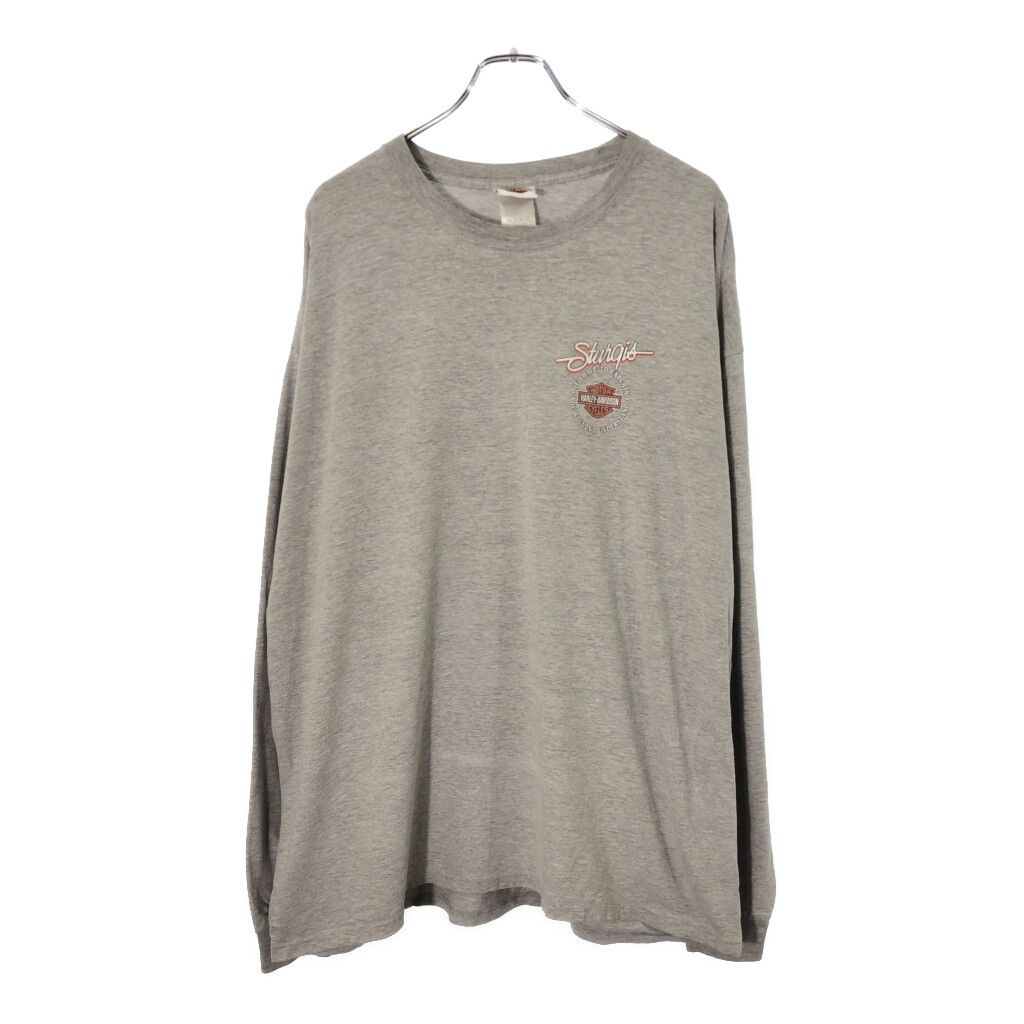 00年代 HARLEY DAVIDSON ハーレーダビッドソン 長袖Ｔシャツ 大きいサイズ モーターサイクル グレー(メンズ 2XL) 古着 X0222
