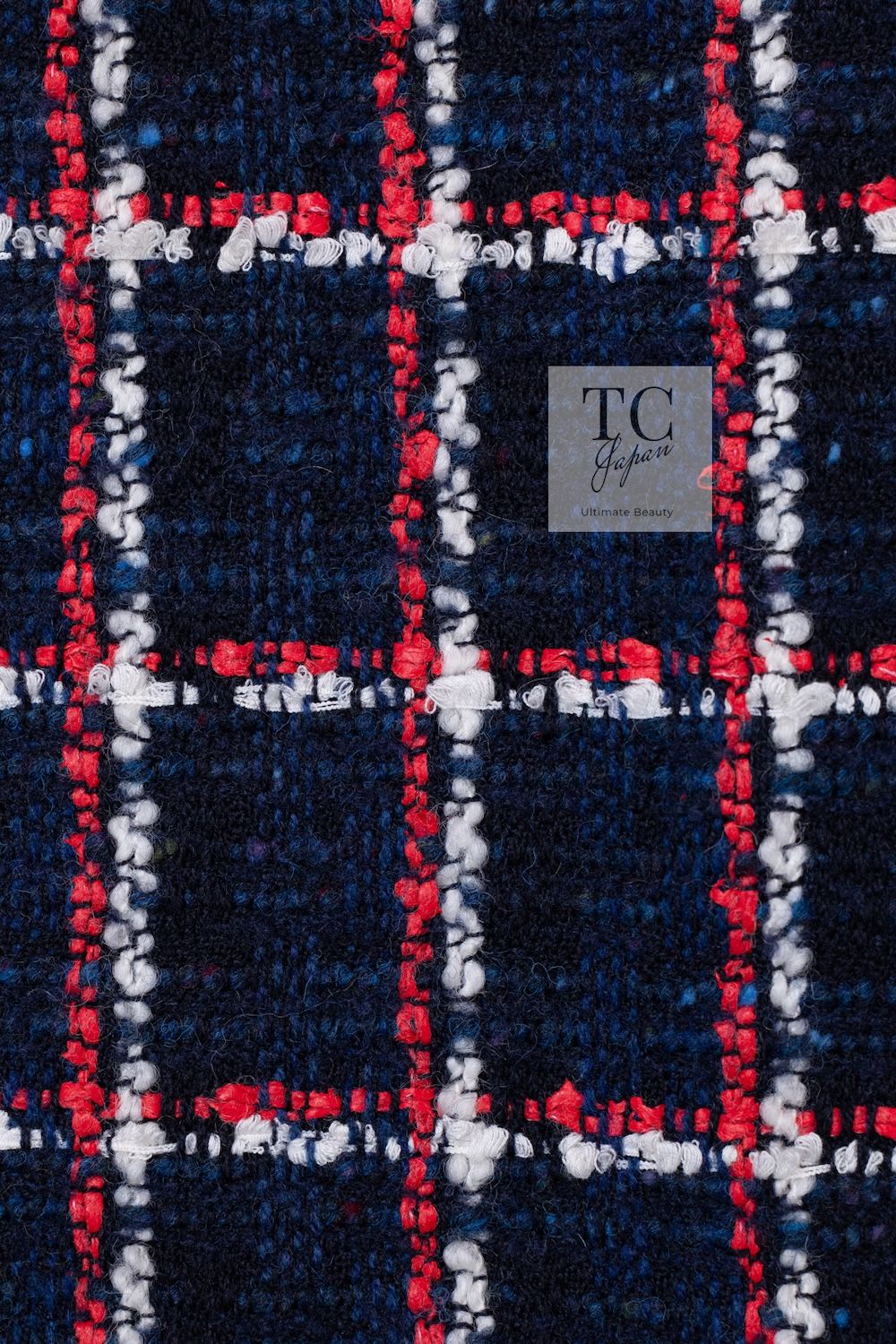 シャネル ジャケット CHANEL ネイビー レッド アイボリー ノーカラー