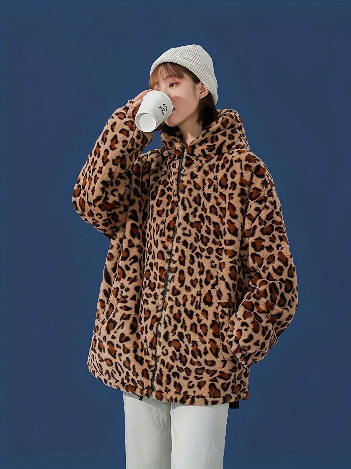 comosmos】レオパード柄のフリーストップス comosmos】レオパード柄の