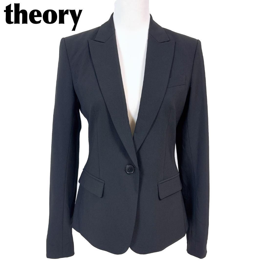theory テーラードジャケット ワンボタン 4 無地 ブラック