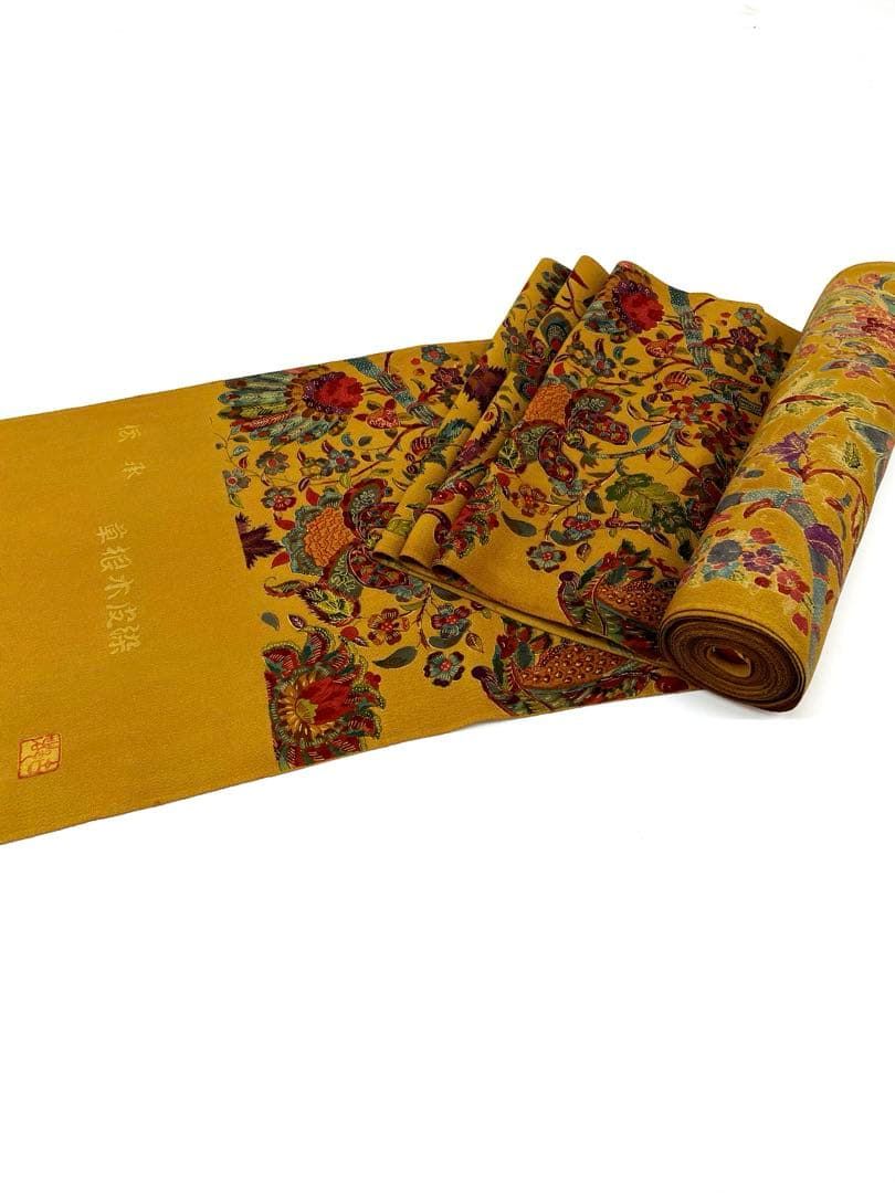 小紋 山岡古都 草根木皮染 奥びわ湖 浜ちりめん 正絹 反物 T9224