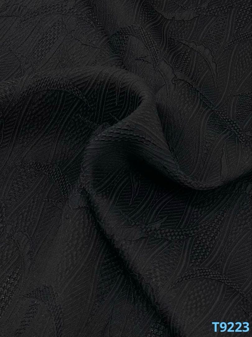 コート地 ふくれ織 紋意匠 草木楊梅下染 草木三度染 黒地 正絹 反物 T 9223