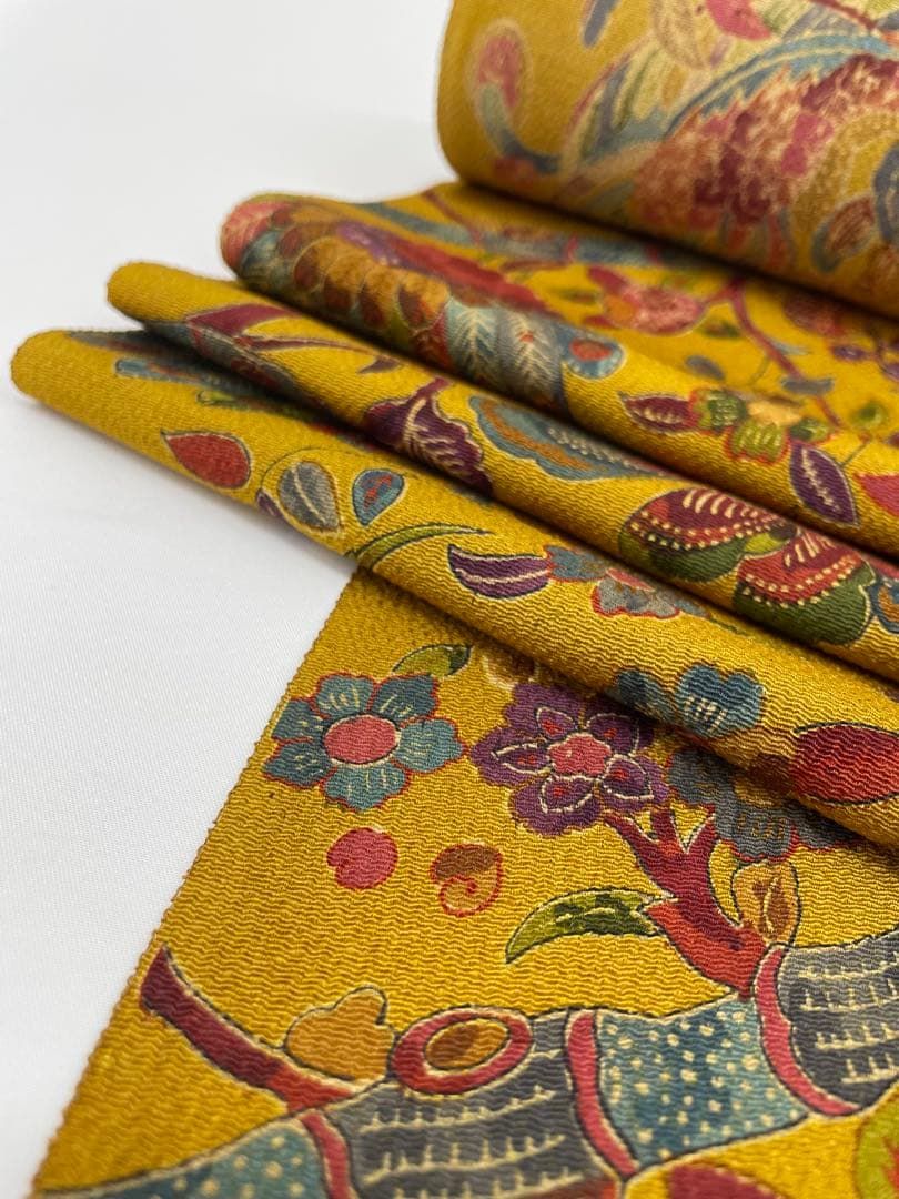 小紋 山岡古都 草根木皮染 奥びわ湖 浜ちりめん 正絹 反物 T9224