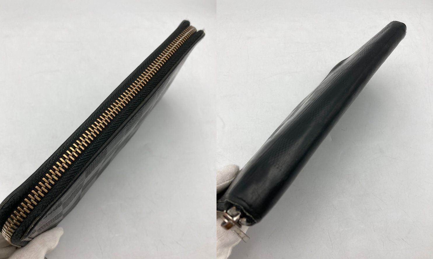 LOUIS VUITTON 長財布 ブラック レザー ダミエ ルイヴィトン SGMT26