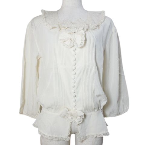 インゲボルグ INGEBORG ブラウス シャツ レース フリル ピンタック