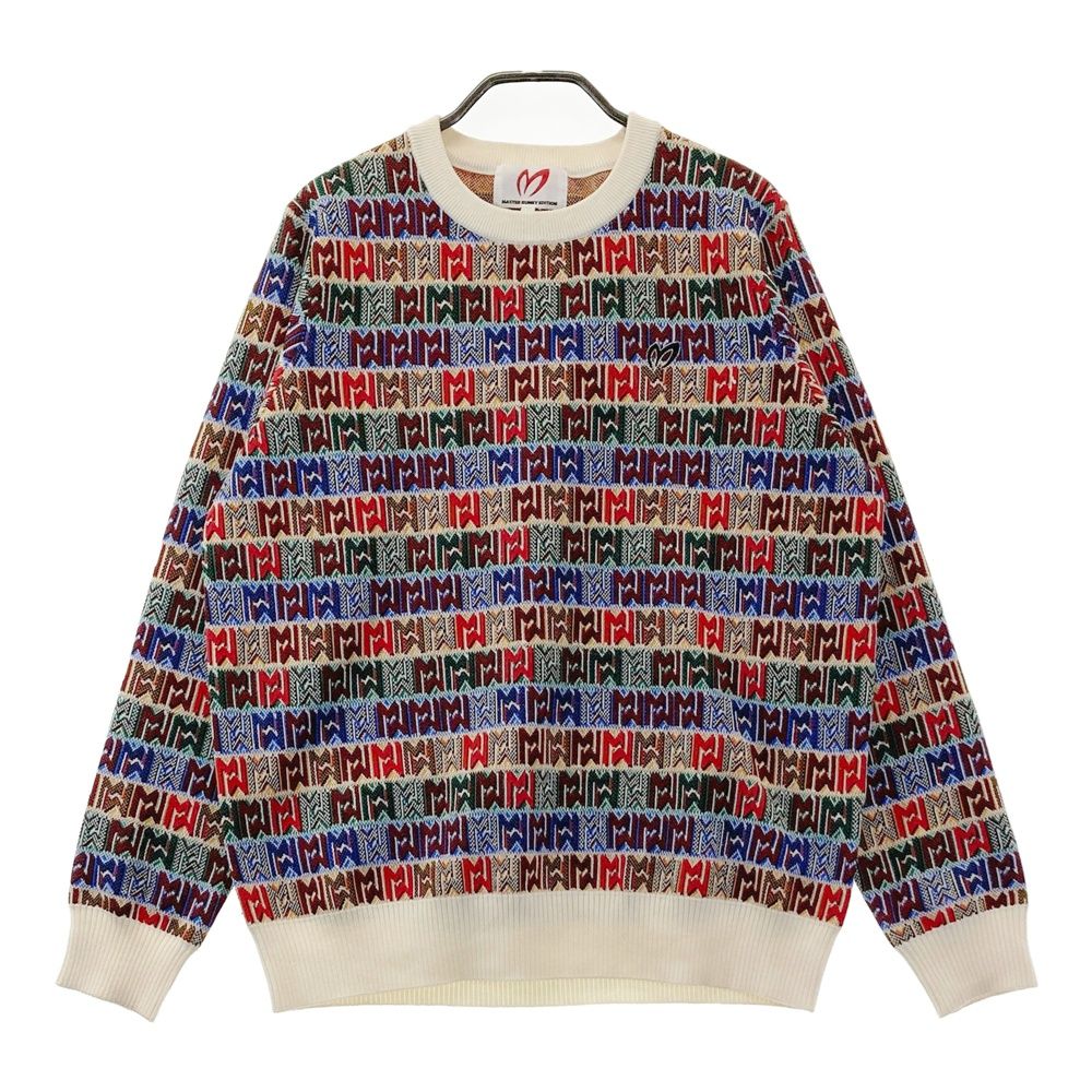 サイズ 4 MASTER BUNNY EDITION マスターバニーエディション 2025年モデル ニットセーター 総柄 レッド系 ゴルフウェア メンズ ストスト