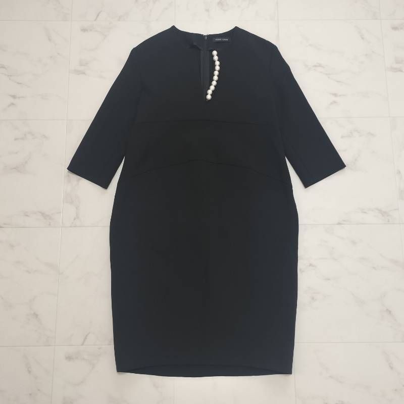 YOKO CHAN パール装飾付き七分袖ワンピース　ブラック　サイズ38 もも子さま専用：yokochan パール ワンピース ブラック 38 もも子さま