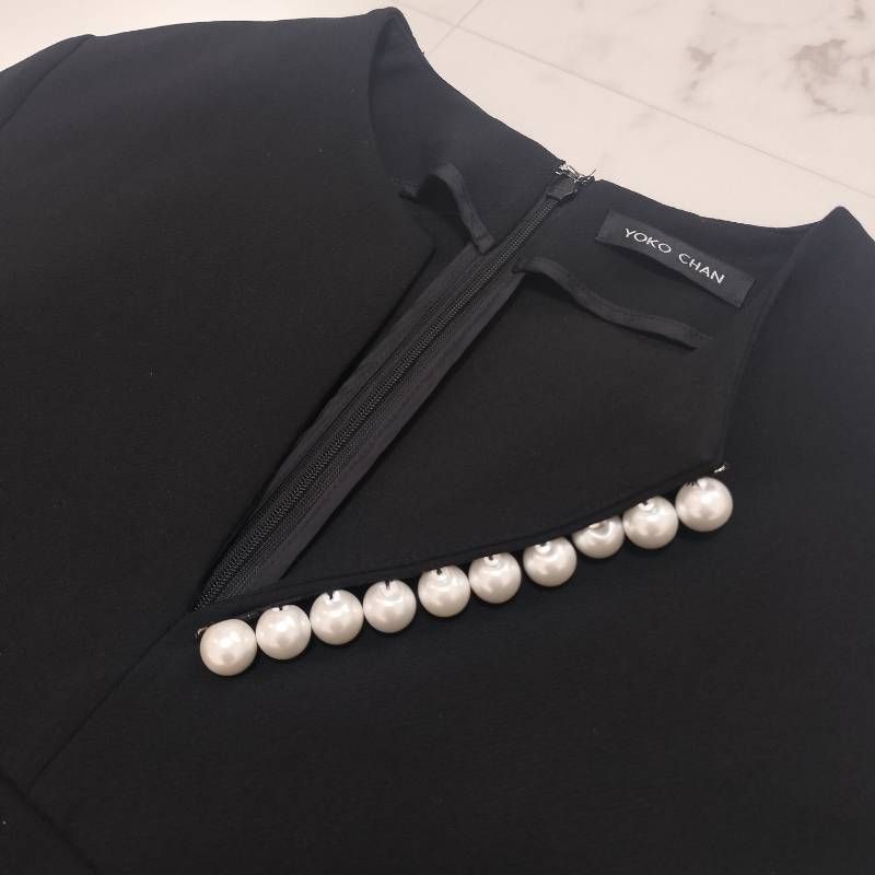 【値下げ】YOKOCHAN ヨーコチャン パールワンピース ブラック　M YOKO CHAN（ヨーコチャン） ロングスリーブパールドレス（ブラック