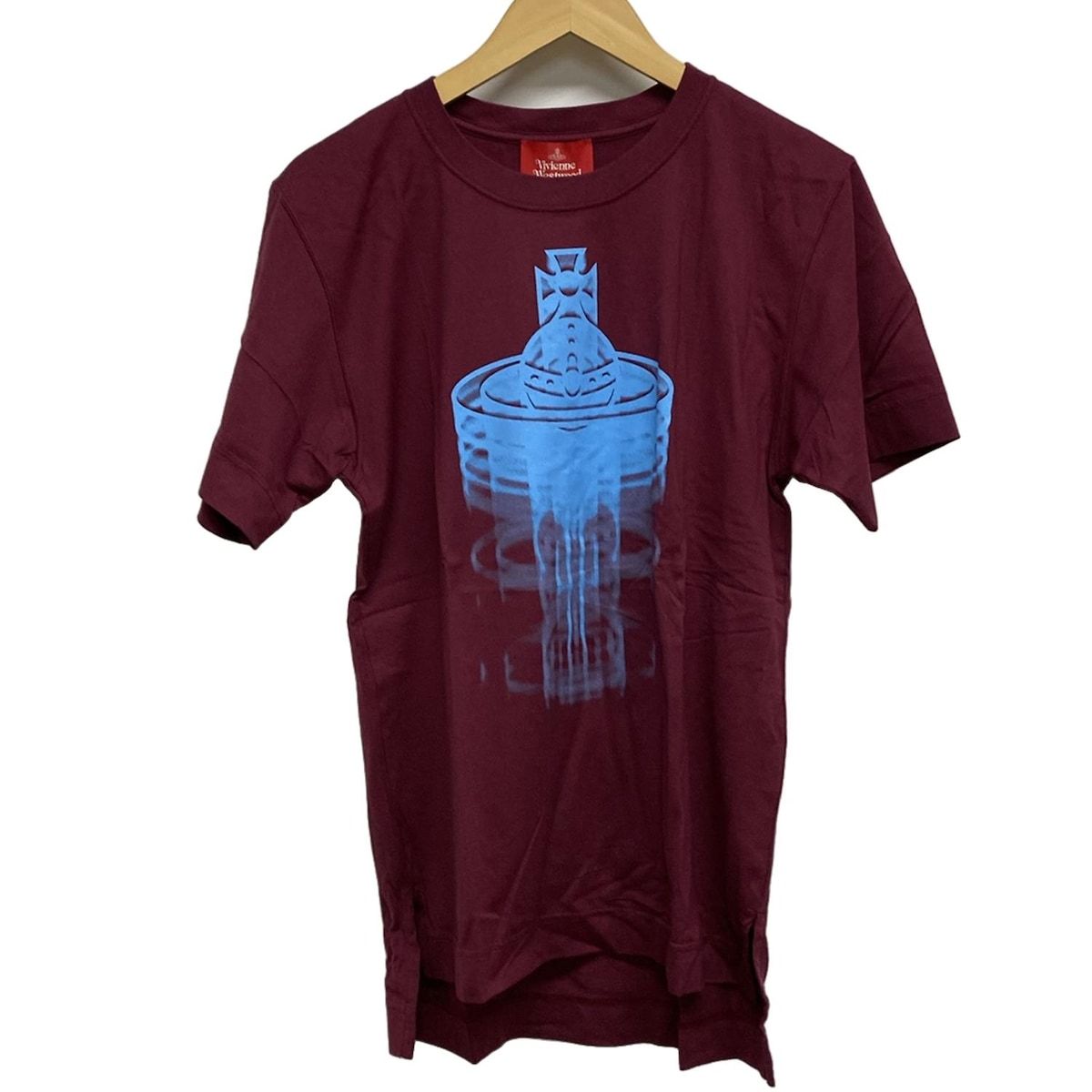 ヴィヴィアンウエストウッドレッドレーベル 半袖Tシャツ サイズ03 L レディース ボルドー ライトブルー クルーネック オーブ