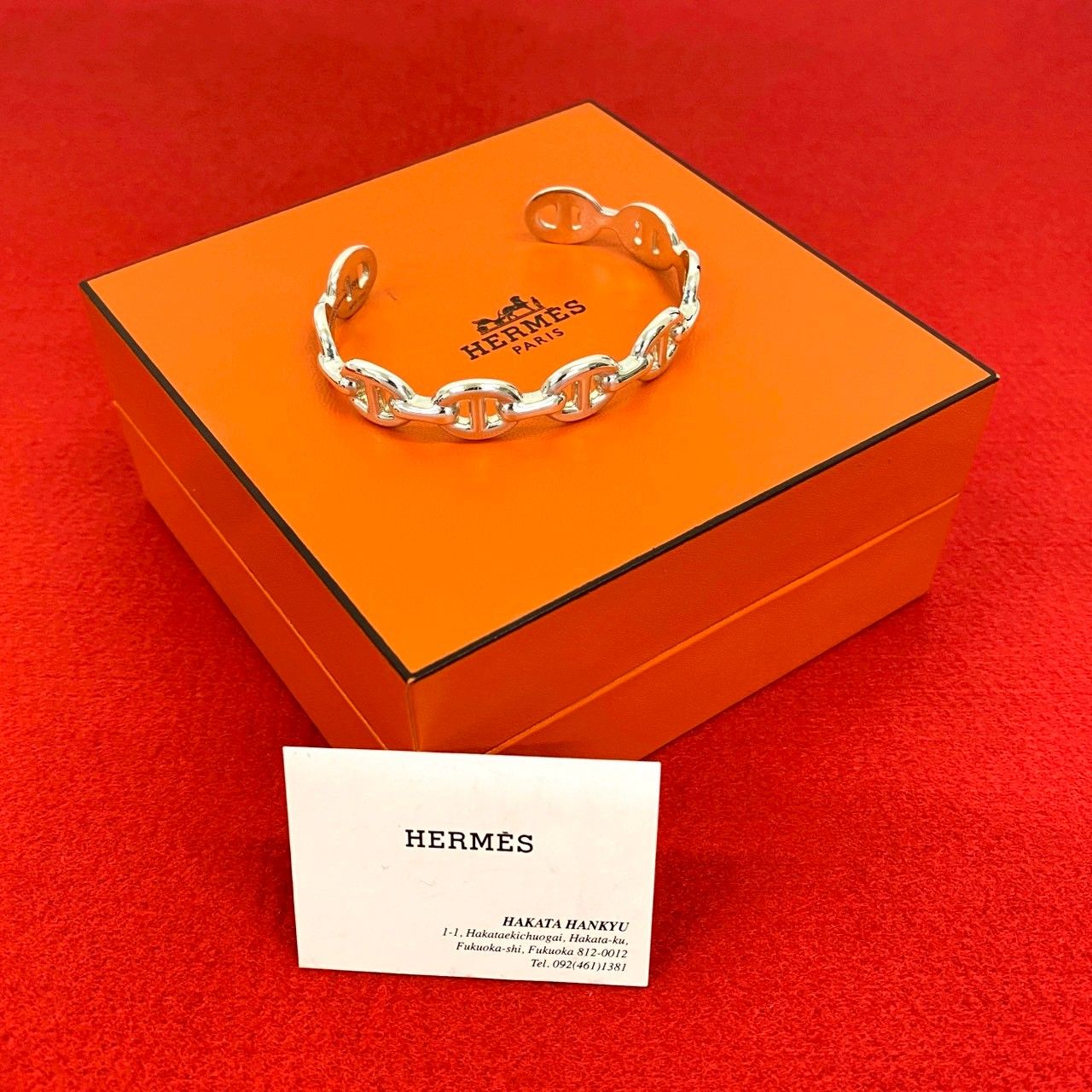 品 き HERMES エルメス アンシェネ バングル シルバー925 ブレスレット アクセサリー 小物 シルバー 25195