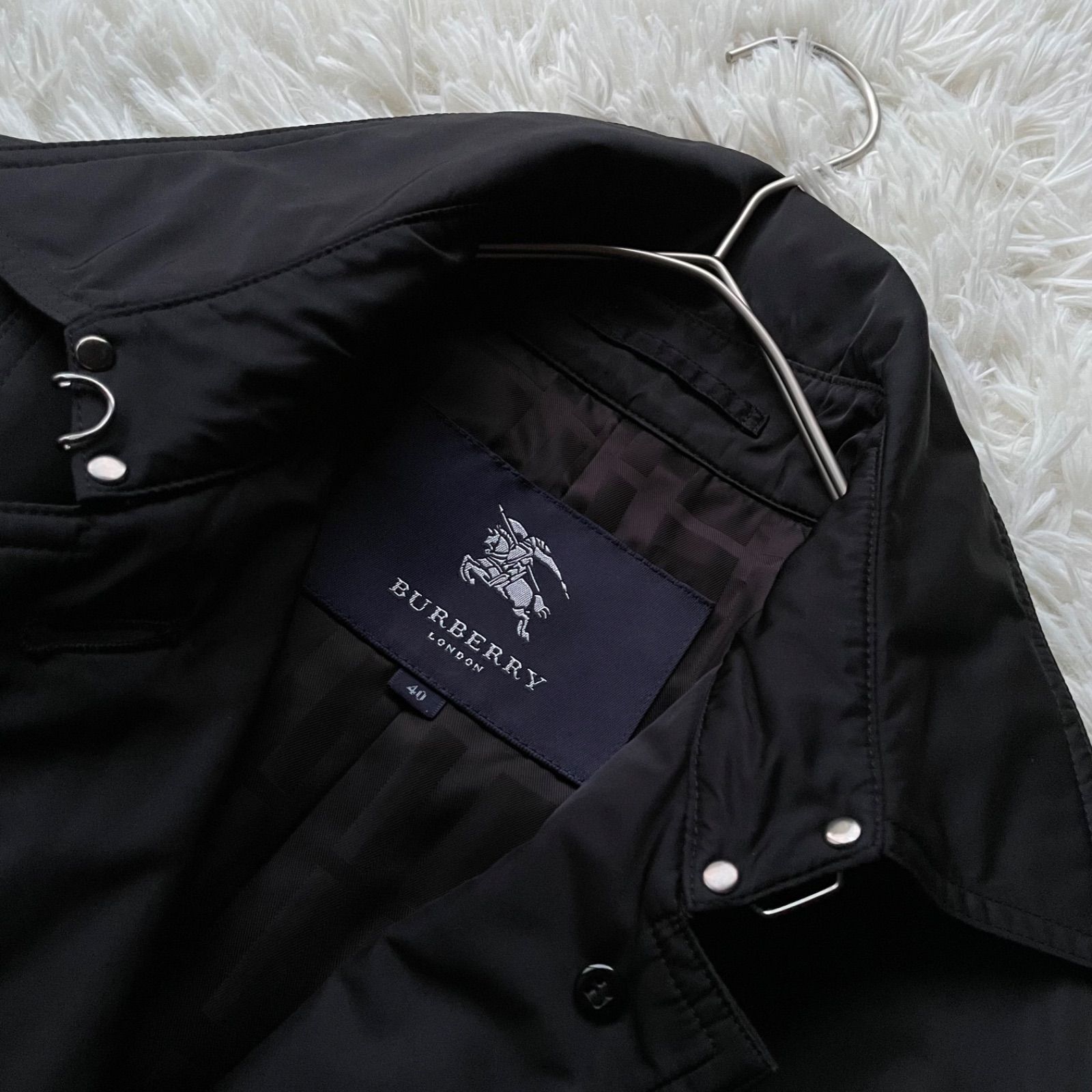 現行✨️バーバリーロンドン ベルト付 トレンチコート シャドーチェック S 黒 Burberry Londonブラック チェックロングコート 現行✨️バーバリー