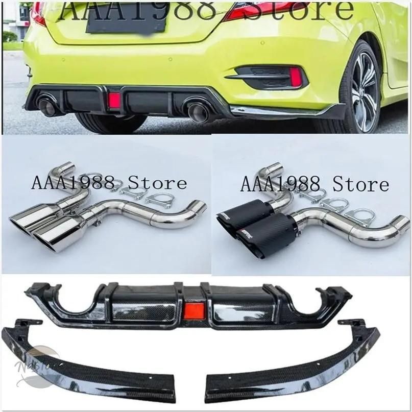 ホンダ リア カーボン シビック 10代目 2016 2019 セダン バンパー リップ スポイラー ディフューザー