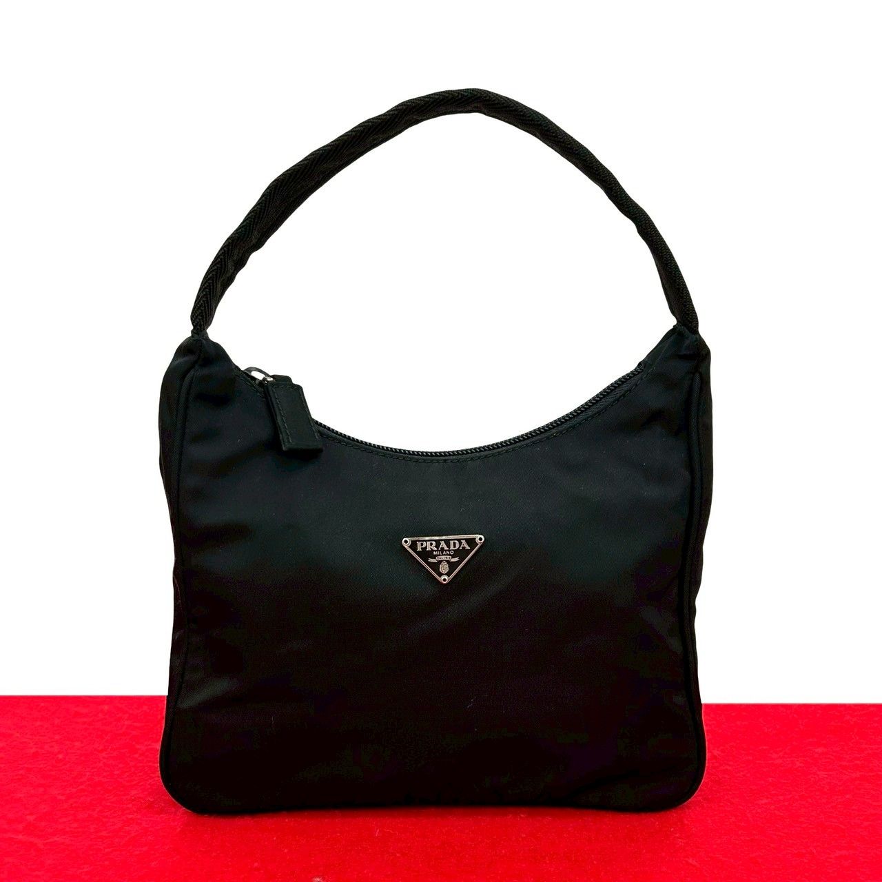 極 美品 PRADA プラダ 三角ロゴ プレート 金具 テスート ナイロン ミニ