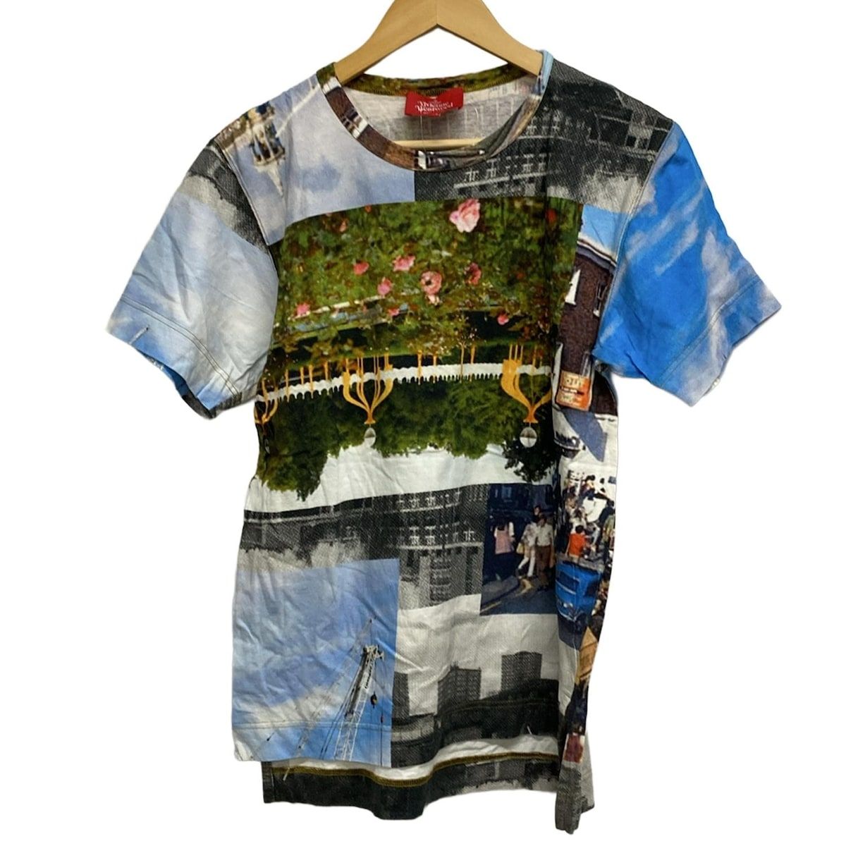 ヴィヴィアンウエストウッドレッドレーベル 半袖Tシャツ サイズ03 L レディース グリーン ライトブルー マルチ