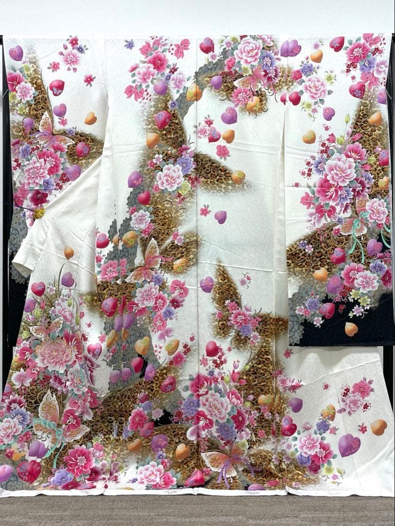 振袖 仮絵羽 舞台衣装 銀通し 刺繍 正絹 未仕立て品 八掛付き MOK862