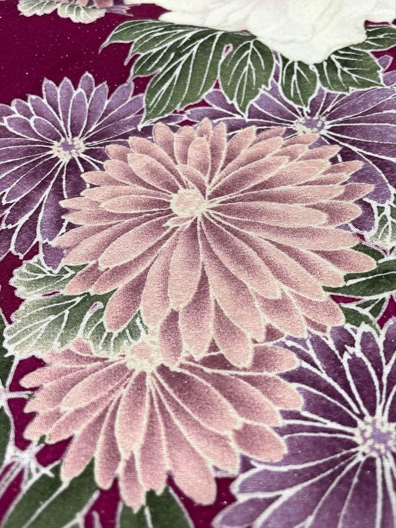 振袖 仮絵羽 京友禅 銀通し ラメ刺繍 正絹 未仕立て品 八掛付き MOK861