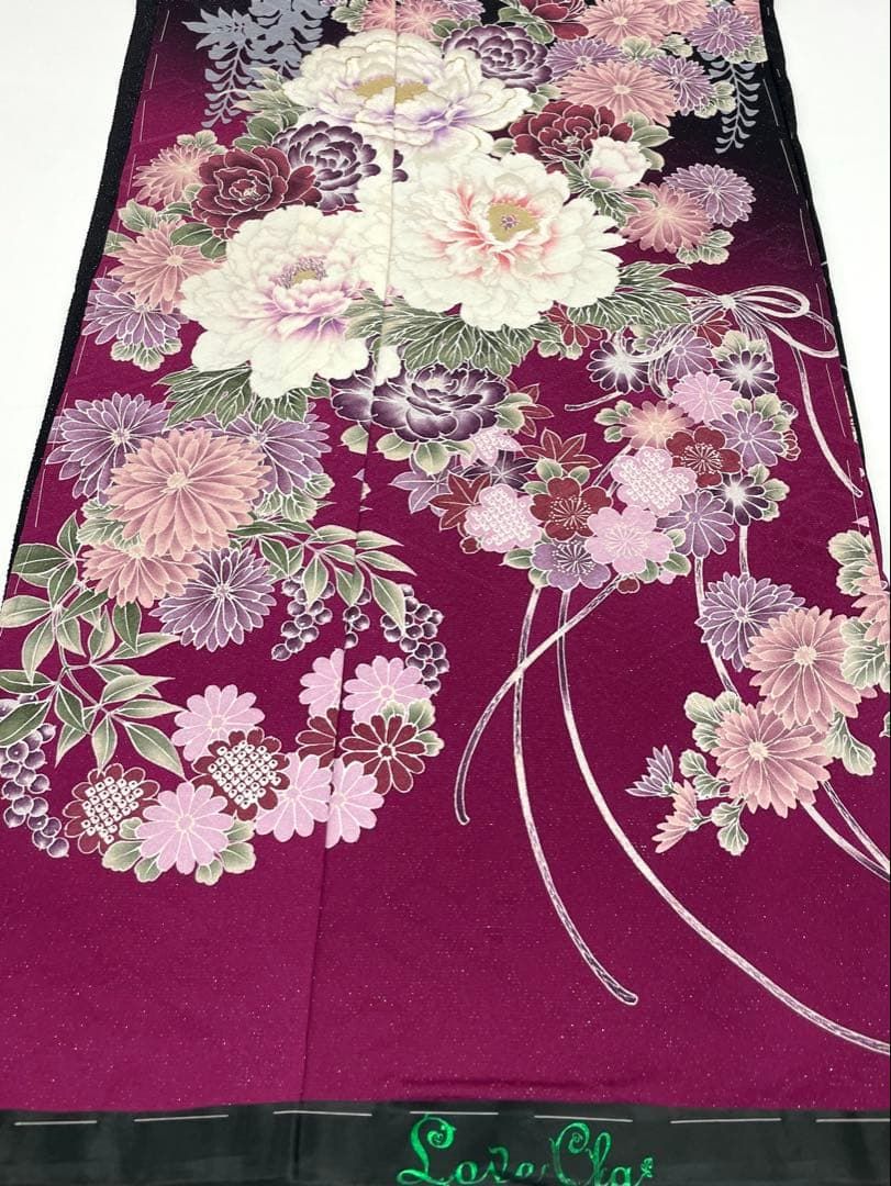 振袖 仮絵羽 LIZLISA 刺繍 銀彩 京友禅 正絹 未仕立て品 八掛付 振袖 仮絵羽 京友禅 銀通し ラメ刺繍 正絹 未仕立て品 八掛付き MOK861