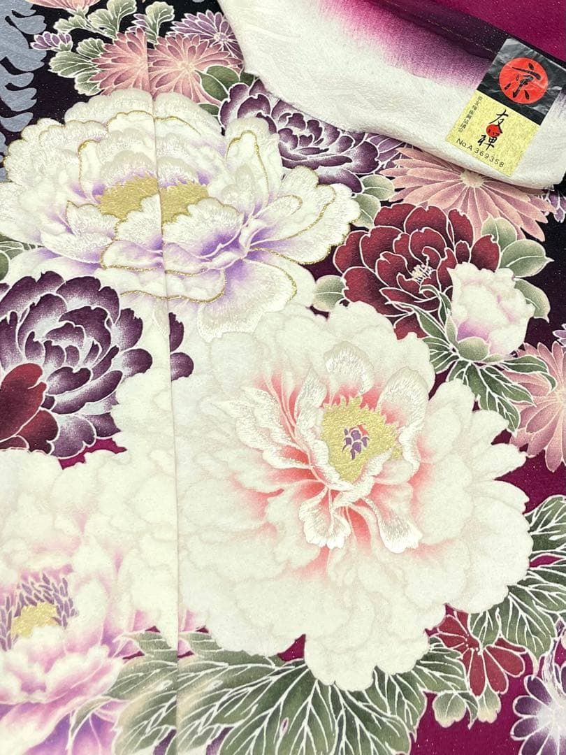 振袖 仮絵羽 京友禅 銀通し ラメ刺繍 正絹 未仕立て品 八掛付き MOK861