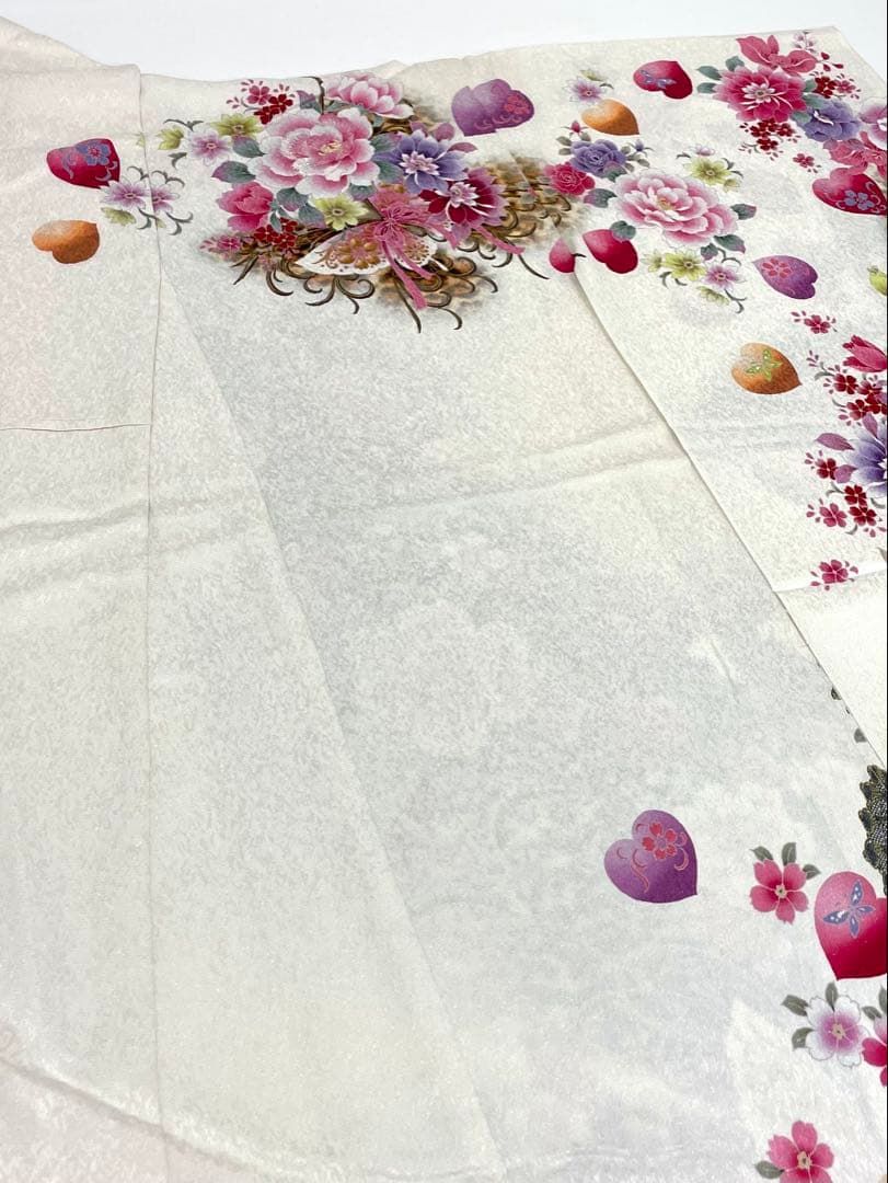 振袖 仮絵羽 舞台衣装 銀通し 刺繍 正絹 未仕立て品 八掛付き MOK862