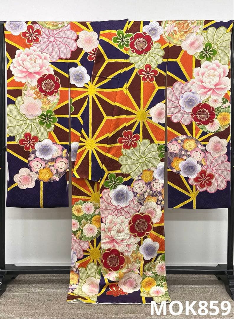 振袖 仮絵羽 舞台衣装 金駒 金彩 正絹 未仕立て品 八掛付き MOK859