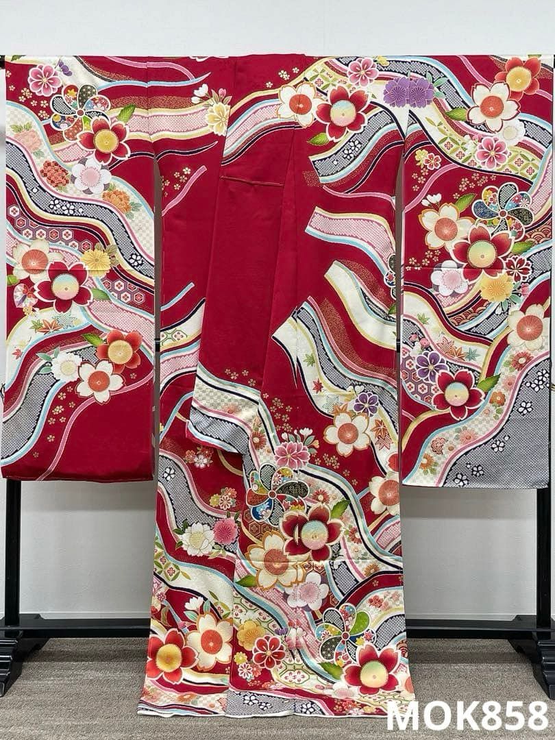 振袖 仮絵羽 舞台衣装 金駒 金彩 正絹 未仕立て品 八掛付き MOK858