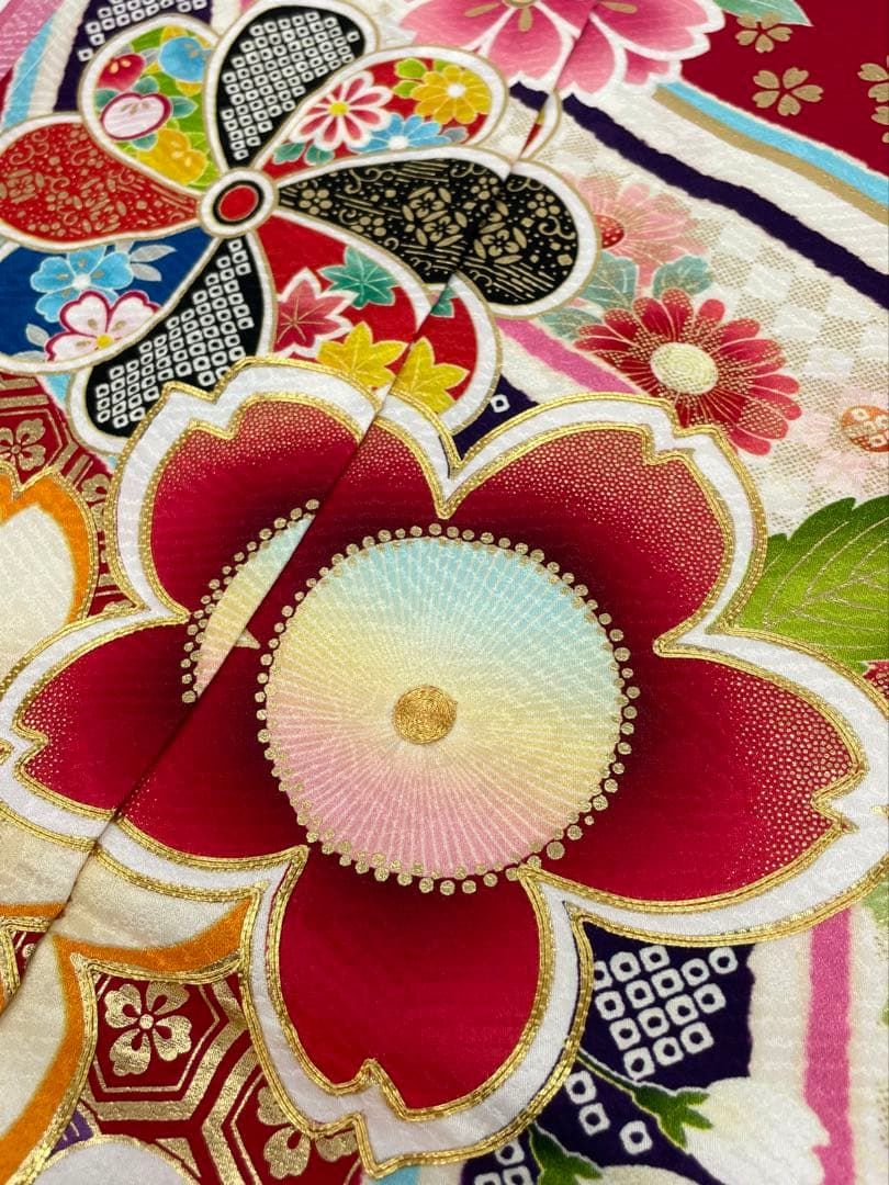 振袖 仮絵羽 舞台衣装 金駒 金彩 正絹 未仕立て品 八掛付き MOK858