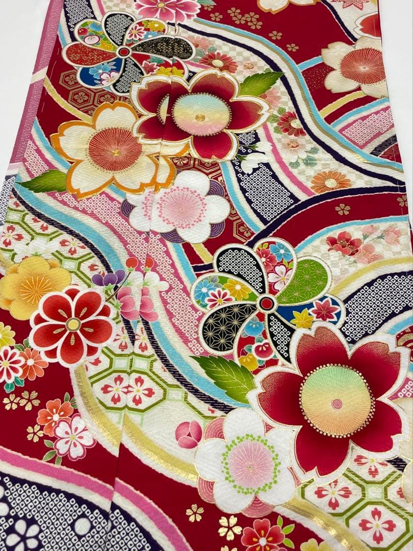 振袖 仮絵羽 舞台衣装 金駒 金彩 正絹 未仕立て品 八掛付き MOK858