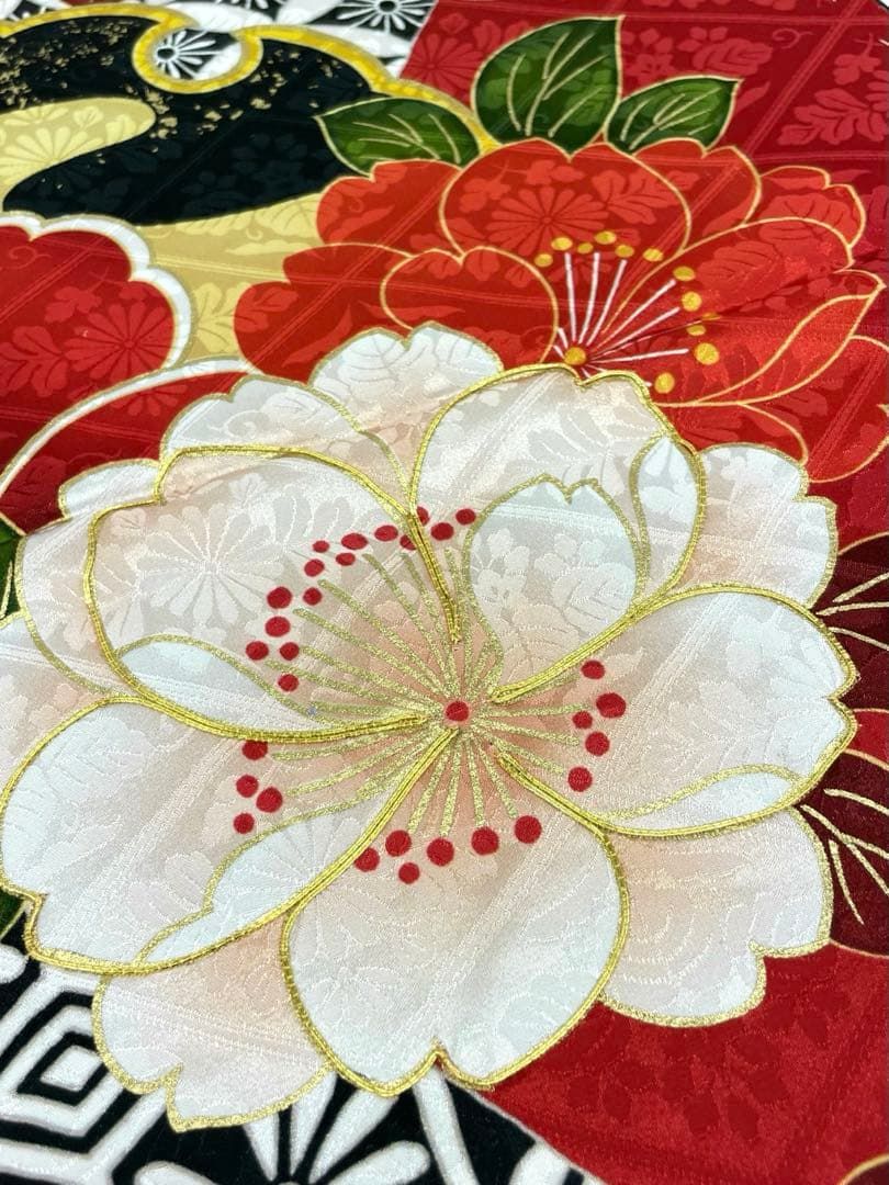 振袖 仮絵羽 舞台衣装 金駒 金彩 正絹 未仕立て品 八掛付き MOK857