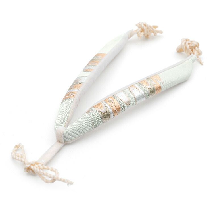 鼻緒 襟の衿秀 正絹 薄水色 ライトブルー 金 ゴールド 唐草模様 刺繍 オーダー 和装小物 草履 花緒 着物 挿げ hanao 00007