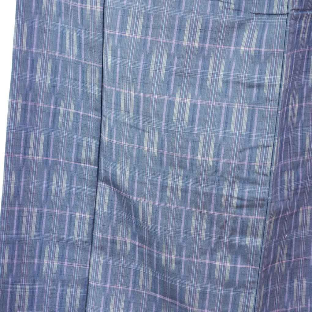 紬 身丈168 cm 裄68 前幅25 後幅32 袖丈51 袖幅34 レディース 袷 絣模様 裄長 裄Lサイズ 秋冬春用 正絹 シルク グレー トールサイズ ♥品 リメイク リユース リサイクル 呉服のきくや
