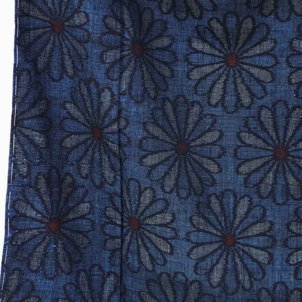 紬 身丈155 cm 裄70 前幅26 後幅30 袖丈51 袖幅36 レディース 袷 花柄 裄長 裄L LLサイズ 秋冬春用 正絹 シルク ネイビー ♥品 リメイク リユース リサイクル 呉服のきくや