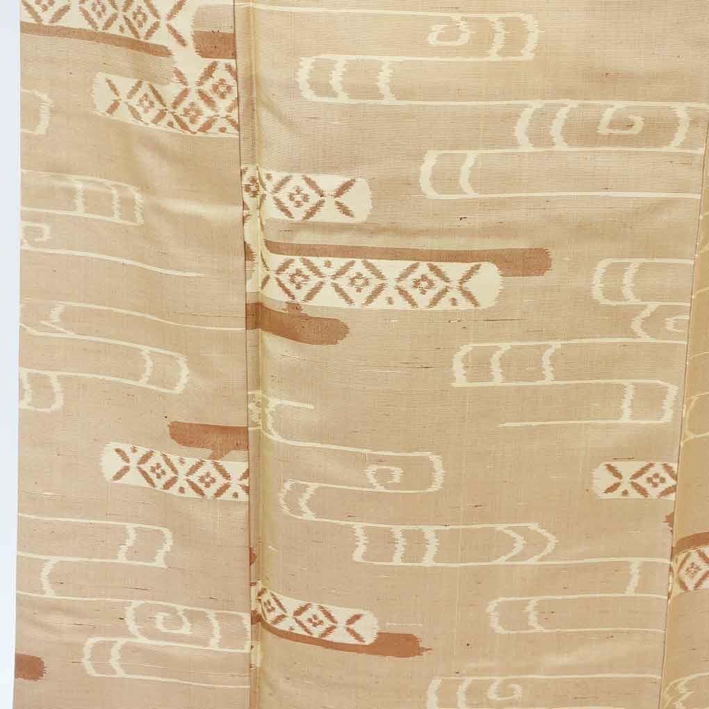 紬アンサンブル 羽織 コート 丈79 cm 身丈159 裄65 前幅25 5 後幅29 袖丈47 袖幅33 レディース 袷 霞 裄Mサイズ 秋冬春用 正絹 シルク ブラウン ♥品 リメイク リユース リサイクル 呉服のきくや