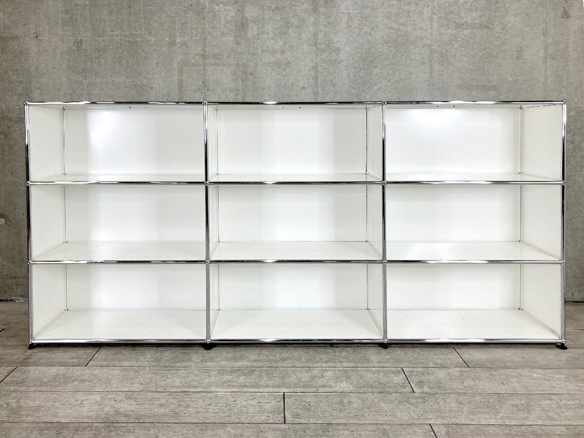 USMハラー□3連3段キャビネット□ピュアホワイト□サイドボード□D350