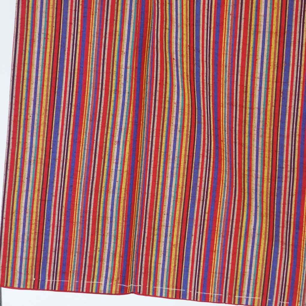 紬 身丈157 cm 裄63 前幅24 後幅29 袖丈49 袖幅32 レディース 袷 縞 裄Mサイズ 秋冬春用 正絹 シルク レッド ♥品 リメイク リユース リサイクル 呉服のきくや