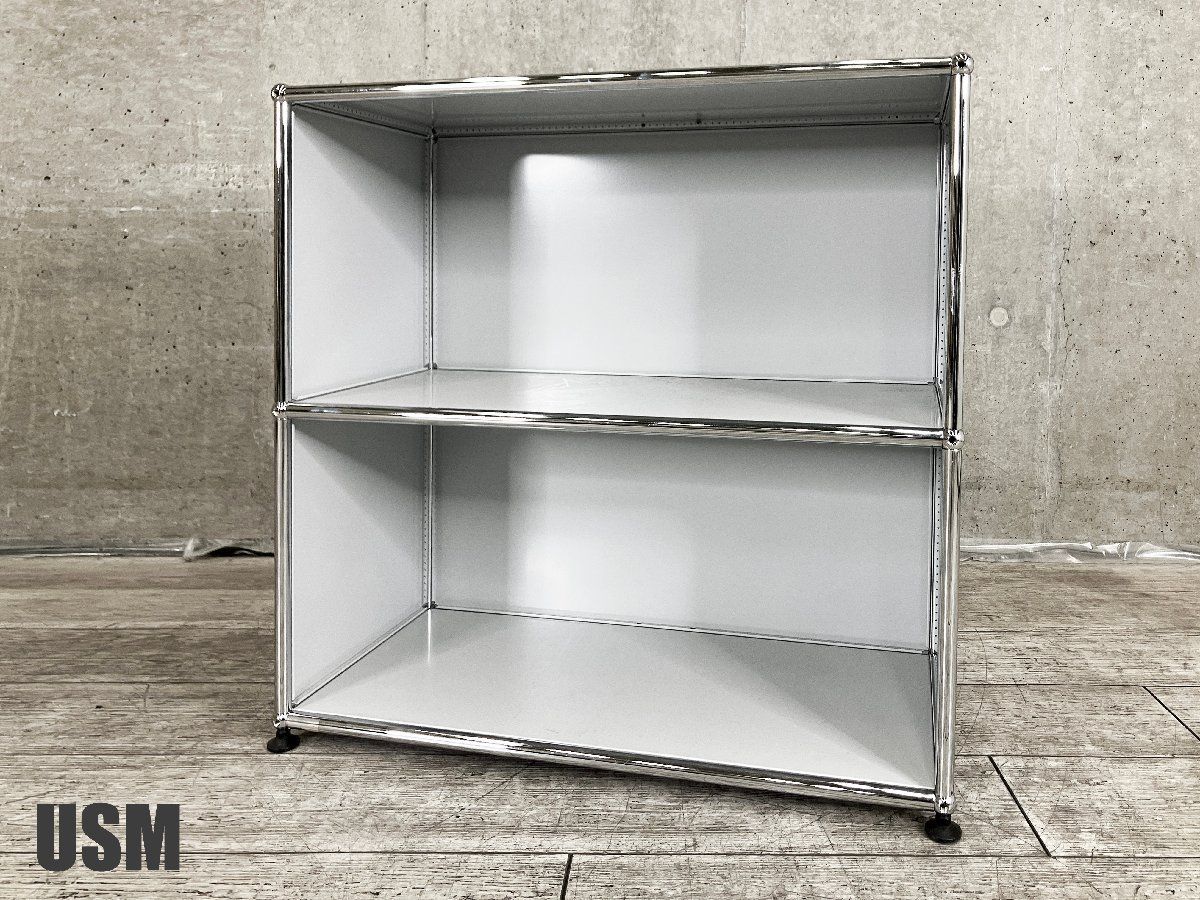 【未使用/保管品】USMハラー 2列2段 扉付き キャビネット ライトグレー USMハラー□1連2段キャビネット□ライトグレー□D350□O□モジュラー