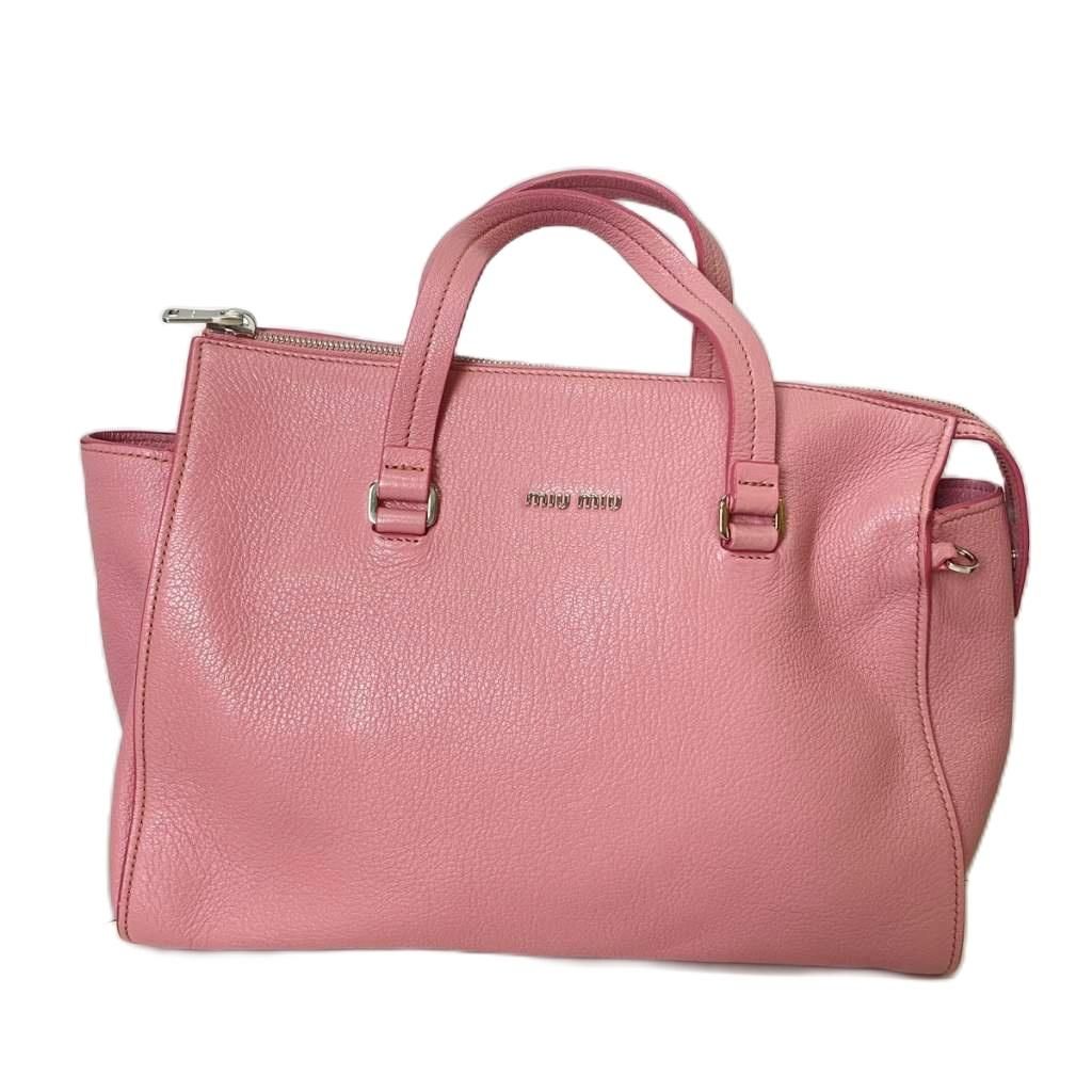 ミュウミュウ miumiu マドラス MADRAS 2 WAY ハンドバッグ ショルダーバッグ レザー 5 BB 004 ピンク