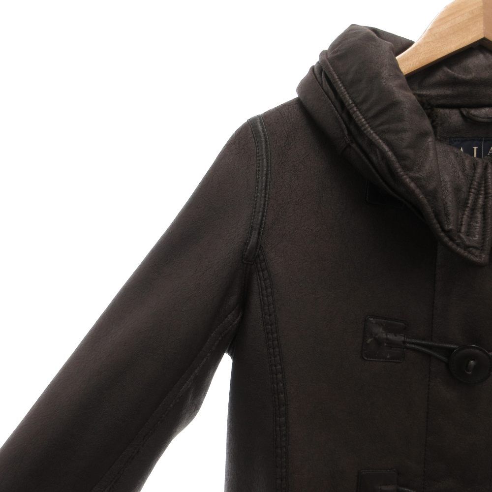 アルマーニ ジーンズ ARMANI JEANS ジャケット 38 フェイクレザー 合成皮革 トグルボタン 裏ボア ダークブラウン AE GY 18 肌触り良好 ジャンパー ブルゾン 