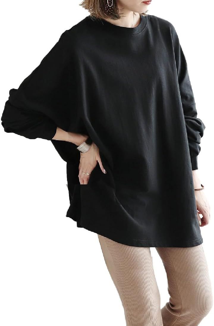 three Joy トレーナー レディース パーカー スウェット 裏起毛 冬服 かわいい 韓国ファッション ゆったり 大きいサイズ 暖かい おしゃれ プルオーバー 50代 秋 重ね着 (ブラック,  M)