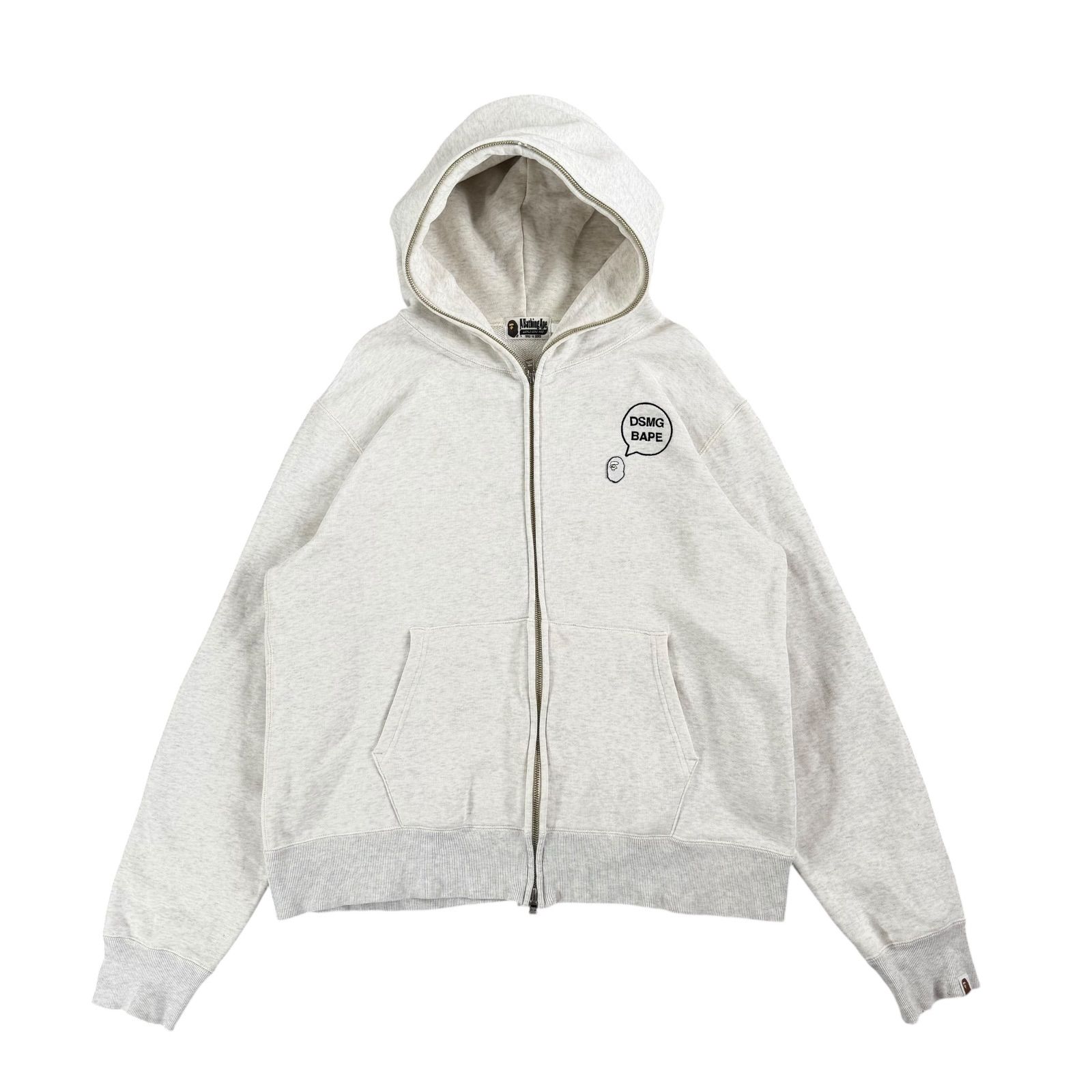 A BATHING APE アベイシングエイプ DSMG ドーバーストリートマーケットギンザ コラボ ジップアップフーディ グレー 刺繡デザイン Lサイズ