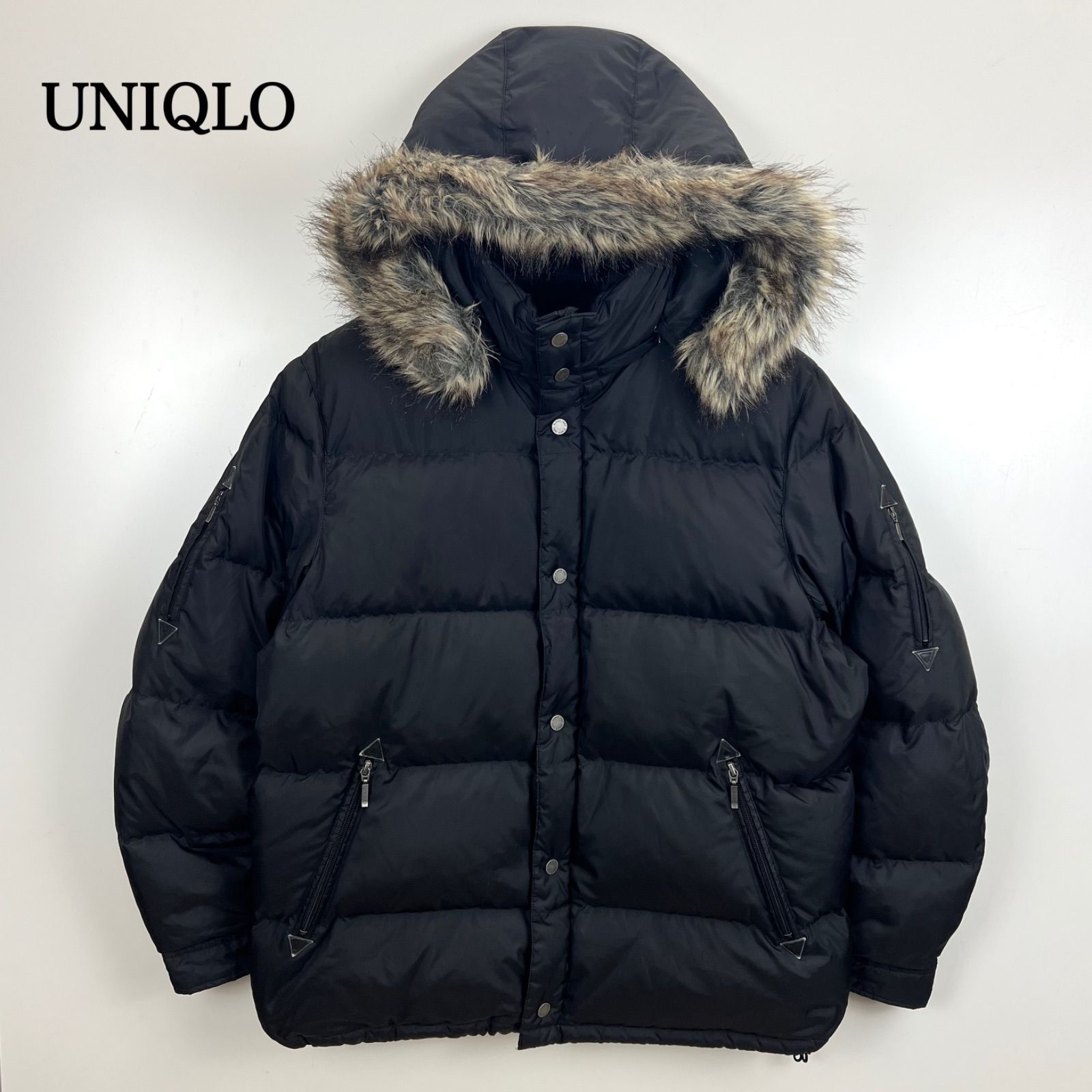 UNIQLO 00s y2k archive Fur hoodie down jacket XL ユニクロ ファー
