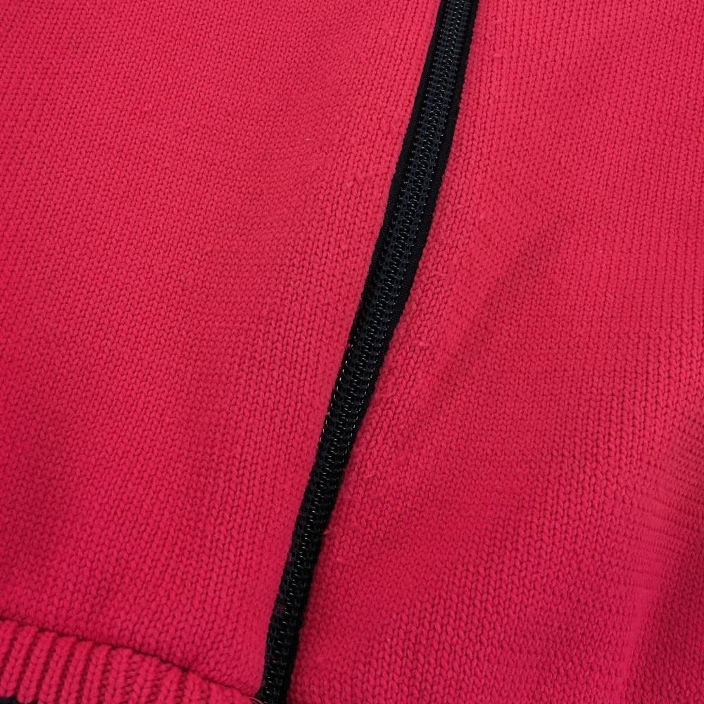 美品　パーリーゲイツ ニットジャケット　パーカー　0 ネイビー　ピンク パーリーゲイツ ニットジャケット ダークネイビー×ピンク 胸ロゴ