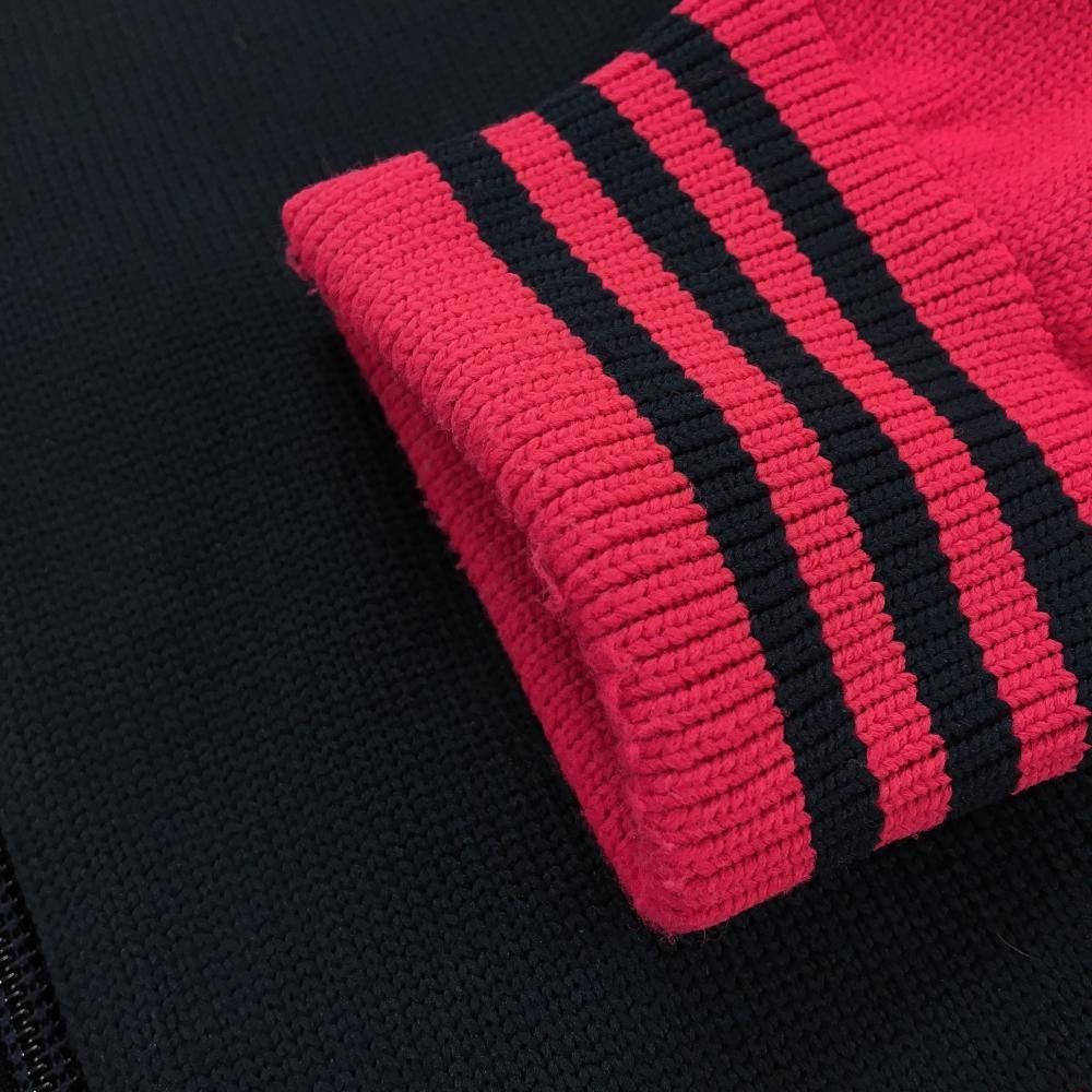 パーリーゲイツ ニットジャケット ダークネイビー×ピンク 胸ロゴ