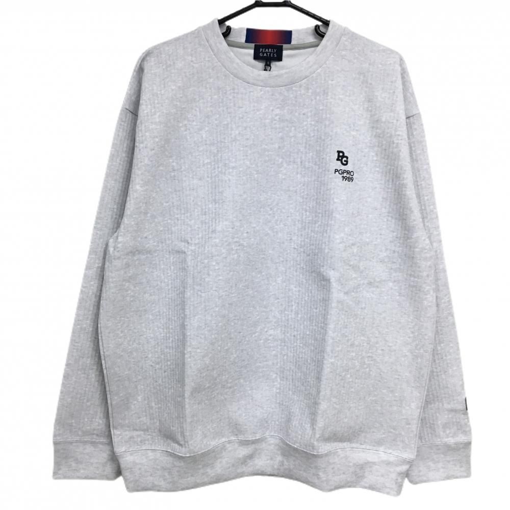 パーリーゲイツ トレーナー 杢ライトグレー 背面プリント ストライプ織生地 メンズ 6 XL ゴルフウェア 2025年モデル PEARLY GATES
