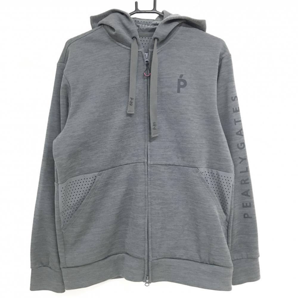 パーリーゲイツ ジップパーカー グレー 一部切替 パンチング穴 ブルゾン メンズ 6 XL ゴルフウェア PEARLY GATES