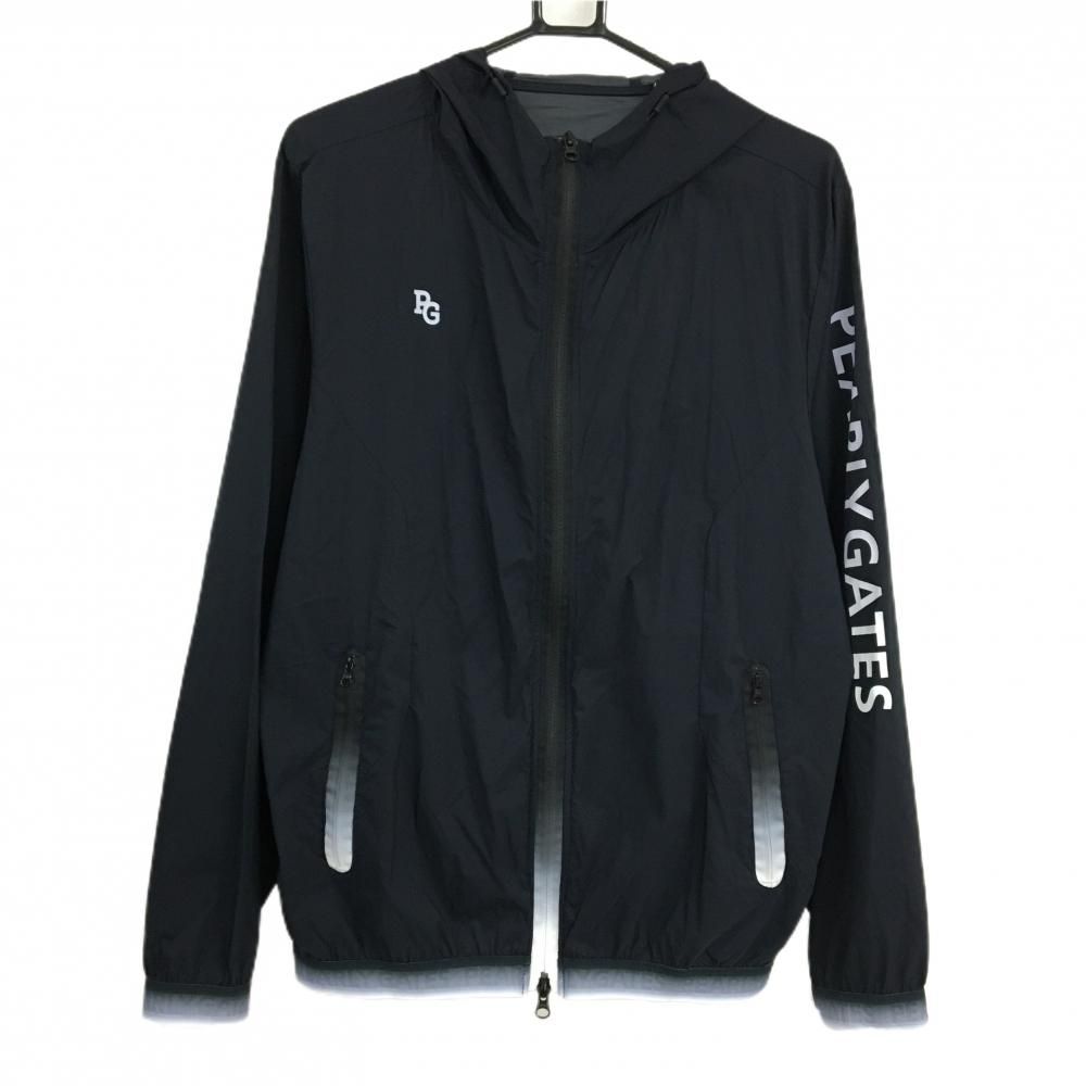 美品】パーリーゲイツ ジップパーカー ネイビー ナイロン 袖ロゴ