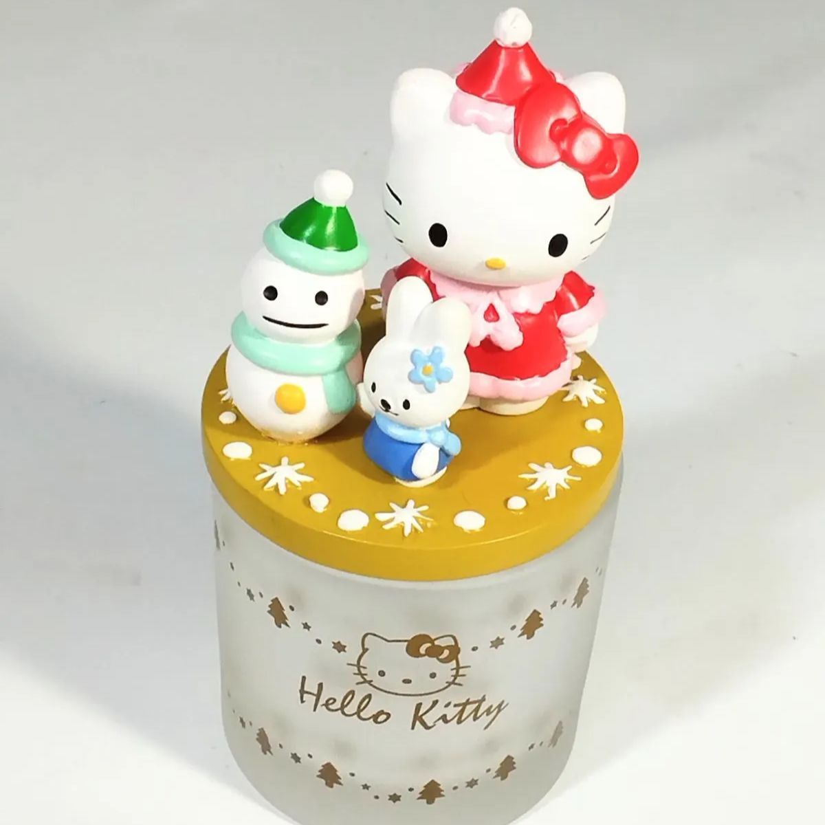 ハローキティアロマキャンドル キャラクター人形(蓋)5個、ガラス容器5