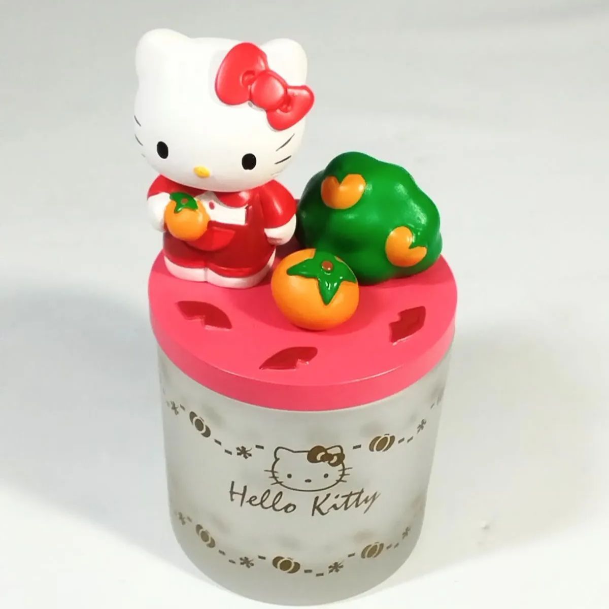 ハローキティアロマキャンドル キャラクター人形(蓋)5個、ガラス容器5