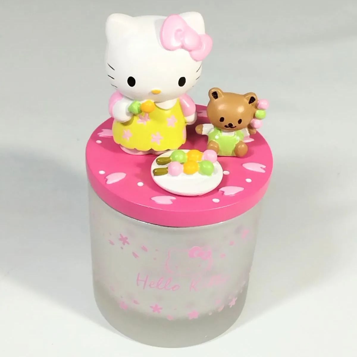 ハローキティアロマキャンドル キャラクター人形(蓋)5個、ガラス容器5