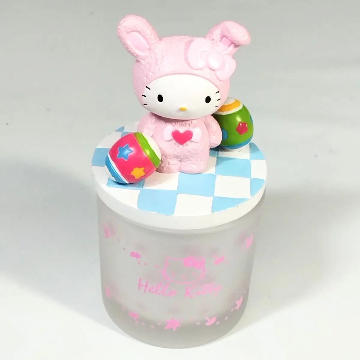 ハローキティアロマキャンドル キャラクター人形(蓋)5個、ガラス容器5