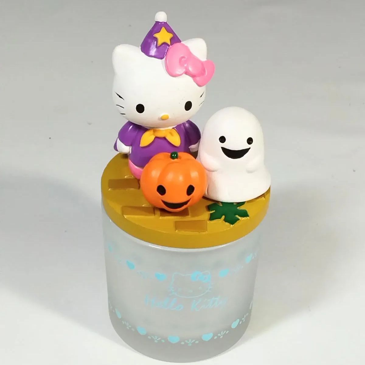 ハローキティアロマキャンドル キャラクター人形(蓋)5個、ガラス容器5